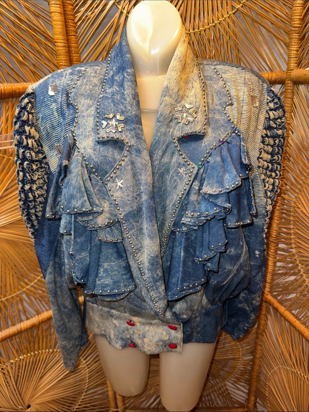 Vintage Denim Ruffled Jacket